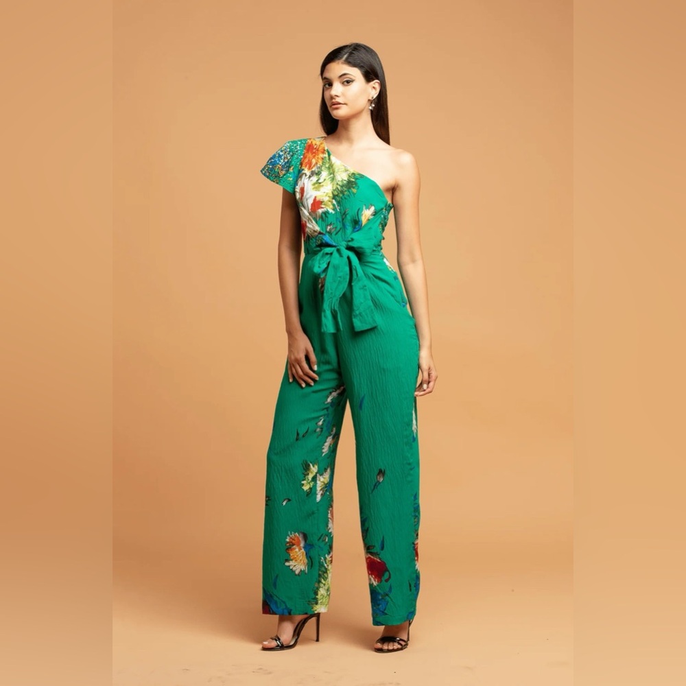 Eva Franco Garden One-Shoulder Jumpsuit size 2